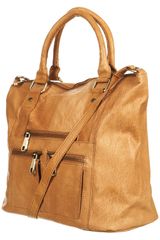 Topshop Zip Washed Leather Holdall