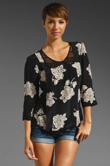 Tracy Reese Vintage Rose Print Inset Shirt - Lyst