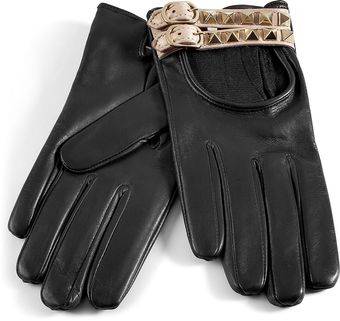 Valentino Black Studded Driving Gloves - Lyst