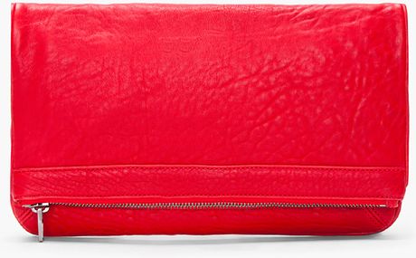 Alexander Wang Red Leather Soft Clutch in Red - Lyst
