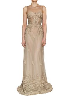 Luisa Beccaria Lace On Silk Tulle Long Dress - Lyst