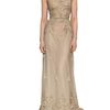 Luisa Beccaria Lace On Silk Tulle Long Dress in Beige - Lyst