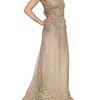 Luisa Beccaria Lace On Silk Tulle Long Dress in Beige - Lyst