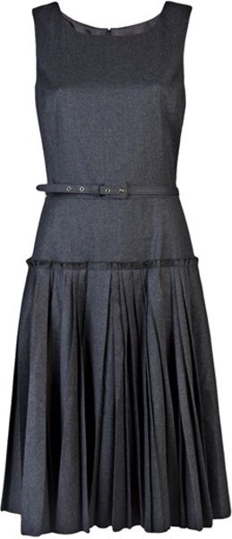 Oscar De La Renta Drop Waist Dress in Gray (steel) - Lyst