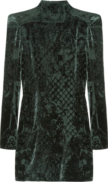 Balmain Devoré Velvet Mini Dress in Animal (green) - Lyst