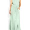 By Malene Birger Chain Trimmed Pleated Crepe Gown in Green (mint) - Lyst