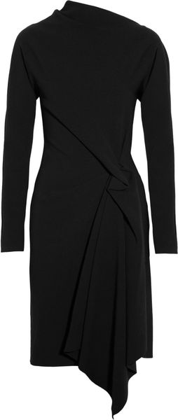 Lanvin Asymmetric Wool Blend Crepe Dress - Lyst