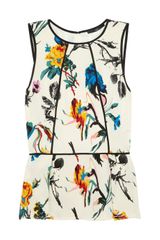Tibi Floralprint Silk Crepe De Chine Peplum Top