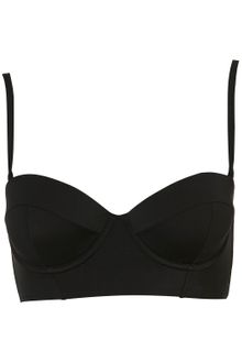 Topshop Black Longline Bikini Top - Lyst