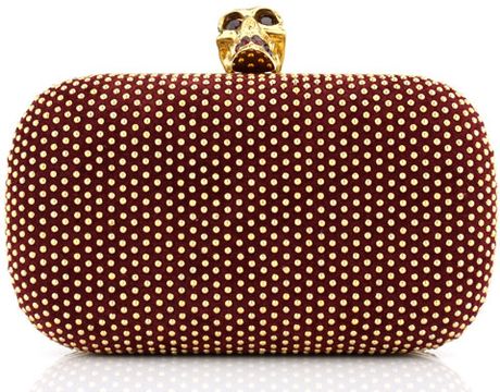 Alexander Mcqueen Gold Studded Skull Box Clutch in Gold - Lyst