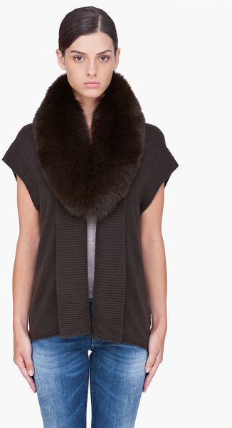 Alice + Olivia Fox Fur Collar Cardigan - Lyst