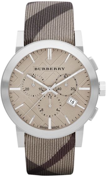 Burberry Womens Swiss Chronograph Smoke Check Fabric Strap 42mm - Lyst