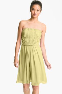 Donna Morgan Strapless Chiffon Dress - Lyst