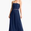 Donna Morgan Ruched Silk Chiffon Gown in Blue (midnight) - Lyst