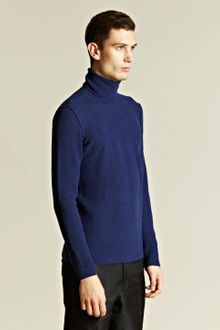 Turtleneck Sweater Men Blue