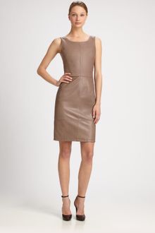 Armani Seamed Leather Dress - Lyst