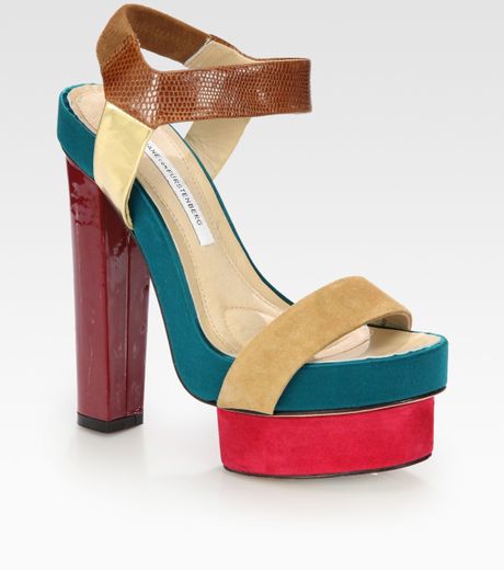 Diane Von Furstenberg Mixed Media Platform Sandals in Multicolor - Lyst