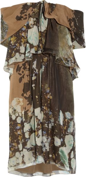 Giambattista Valli Roseprint Silkmousseline Dress in Brown - Lyst