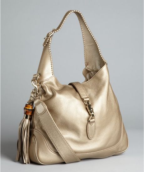 Gucci  Leather New Jackie Tassel Hobo in Gold - Lyst