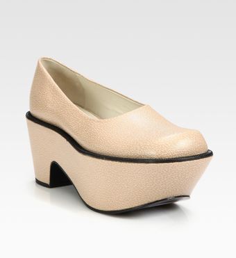 Jil Sander Navy Leather Slipon Wedges - Lyst