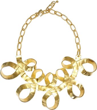 Kenneth Jay Lane Gold-Plated Ribbon Necklace - Lyst