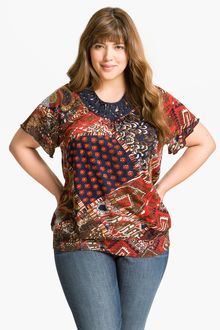 Lucky Brand Christina Patchwork Print Top - Lyst
