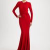 Michael Kors Jersey Goddess Gown in Red (bordeaux) - Lyst