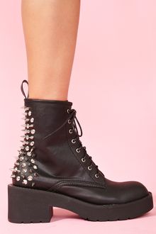 Nasty Gal 8th Street Spike Combat Boot - Lyst