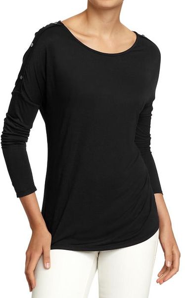 Old Navy Buttoned Dropshoulder Dolman Tops in Black (black jack ...