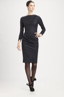 Oscar de la Renta Ruched Flannel Dress - Lyst