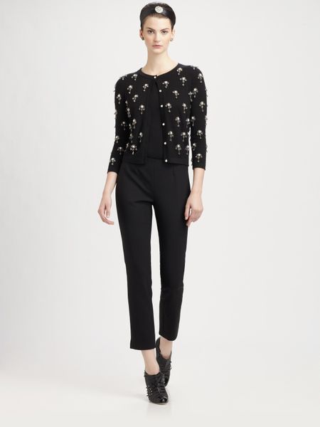 Oscar De La Renta Beaded Cardigan in Black - Lyst