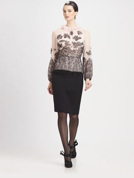 Oscar De La Renta Wool Skirt in Black - Lyst