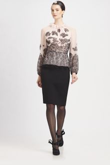 Oscar de la Renta Lacetrimmed Silk Blouse - Lyst