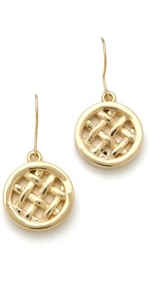 Tory Burch Labyrinth Grid Dangle Earrings in Gold - Lyst