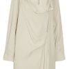 Vanessa Bruno Draped Crepe Dress in Beige - Lyst