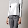 Acne Lydia Metallic Leather Top in Silver - Lyst