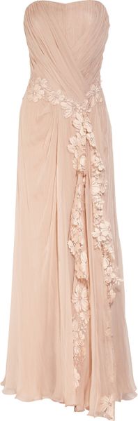 Alberta Ferretti Lace Appliqué Silk Gown - Lyst