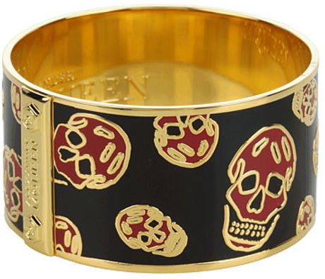 Alexander Mcqueen Black Skull Printed Bracelet in Black (b) - Lyst