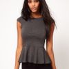 Asos Collection Asos Top with Peplum in Ponti in Gray (grey) - Lyst