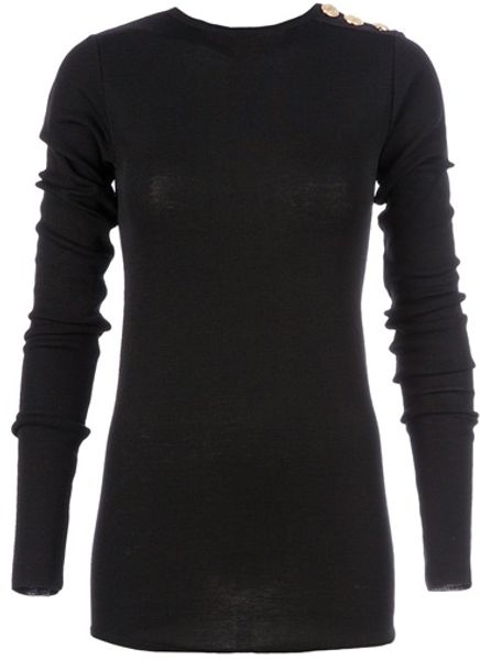 Balmain Classic Sweater in Black - Lyst