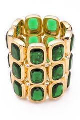Kenneth Jay Lane Polished Gold Crystal Wide Bracelet