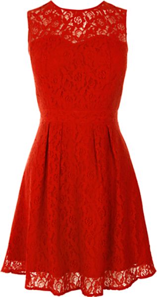 Oasis Oasis Lace Sweetheart Dress Red - Lyst