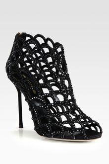 Sergio Rossi Suede Crystal Coated Mermaid Ankle Boots - Lyst