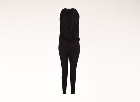 Stella Mccartney Draped Matt Jersey All in One in Black - Lyst