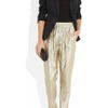 Stella Mccartney Christine Silk Blend Lamé Tapered Pants in Gold - Lyst
