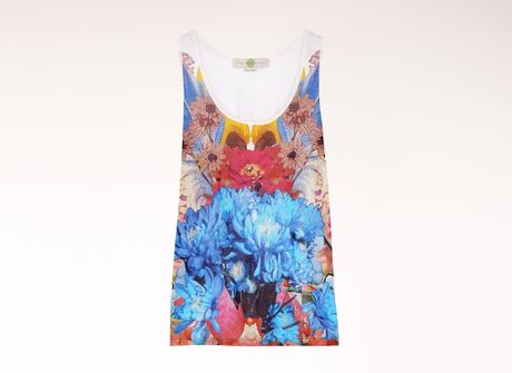 Stella Mccartney Organic Cotton Flower Collage Tank Top in Floral (white) - Lyst