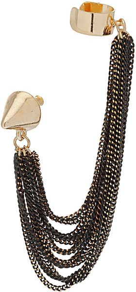 Topshop Many Chain Ear Cuff in Black - Lyst