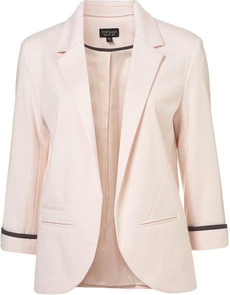Topshop Ponte Boyfriend Blazer in Pink - Lyst