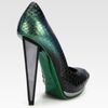 Yves Saint Laurent Snake Skin Mirror Heel Platform Pumps in Green (forest) - Lyst