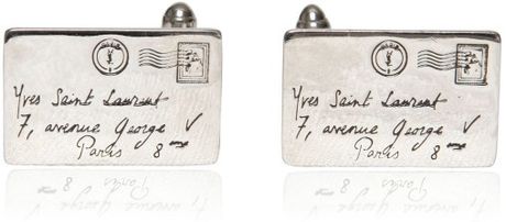 Yves Saint Laurent Stamp Embossed Metal Cufflinks in Silver for Men - Lyst